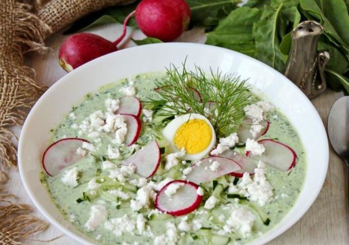 Refreshing Cold Soup with Sorrel and Feta