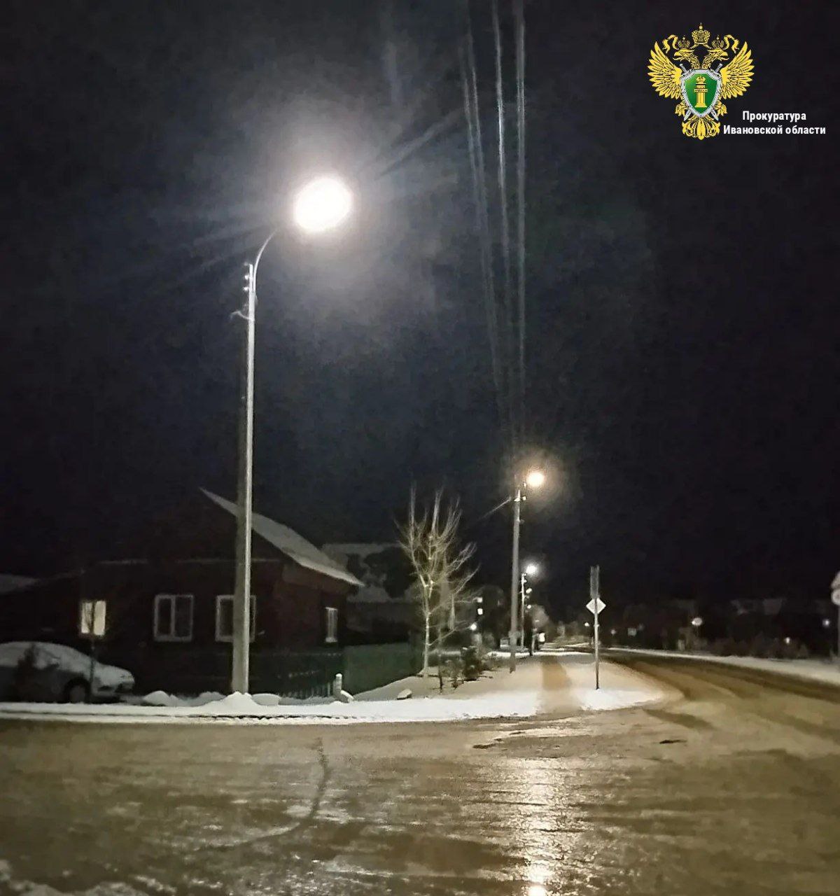 После вмешательства прокуратуры на одной из улиц Южи установлено уличное освещение