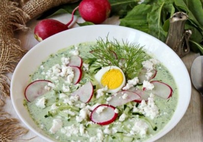 Refreshing Cold Soup with Sorrel and Feta