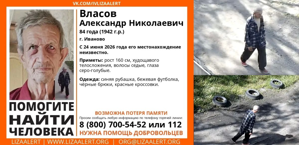 К поиску пропавшего 84-летнего Александра Николаевича Власова в Ивановской области подключился Следственный комитет.