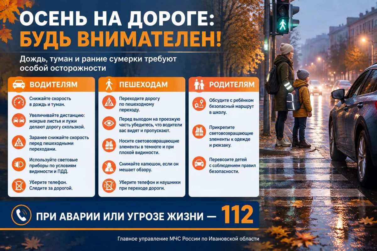 Осень на дороге: осторожность важна для каждого!